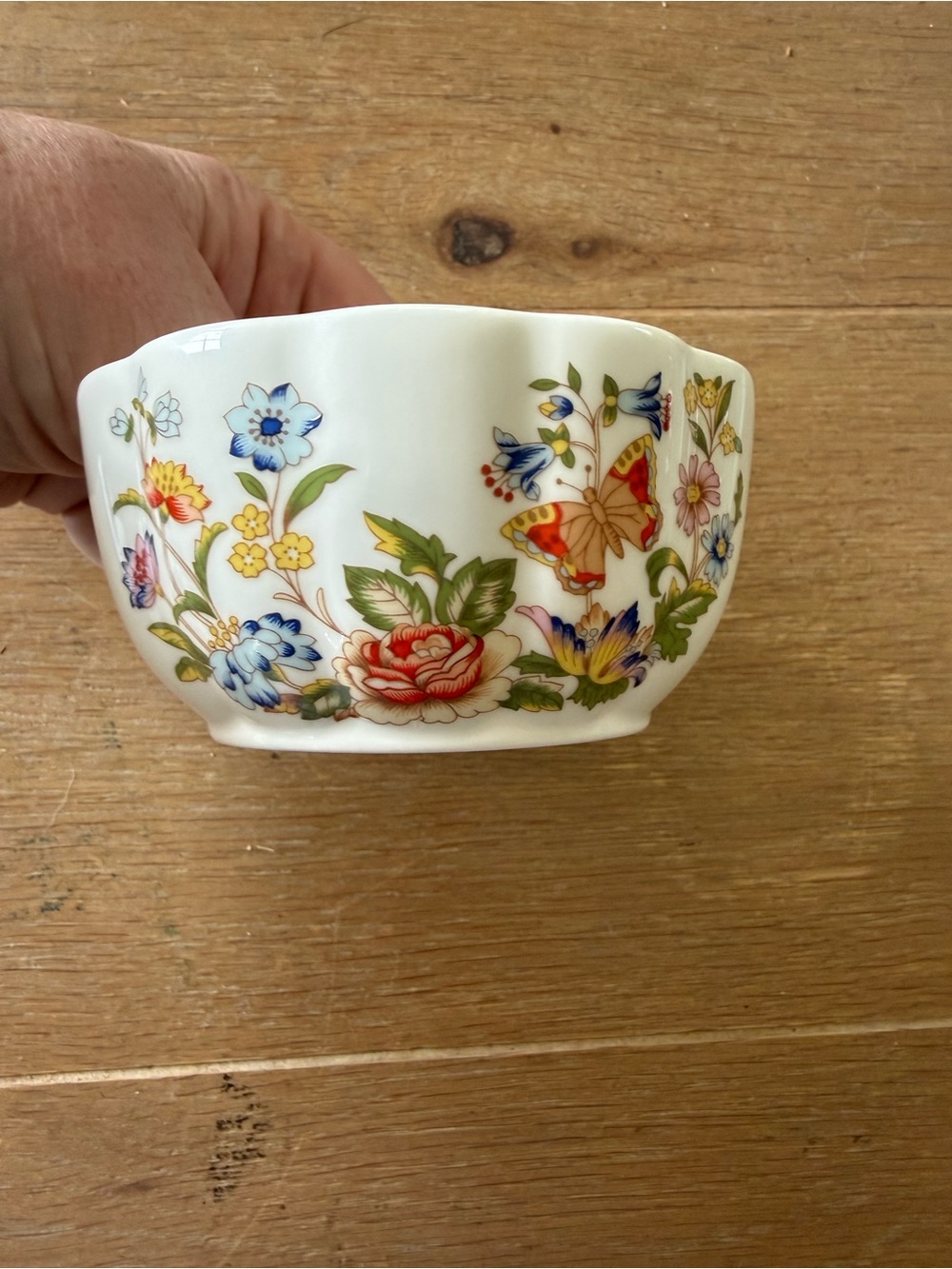 Aynsley cottage garden scalloped Floral Jewelry Trinket Bowl